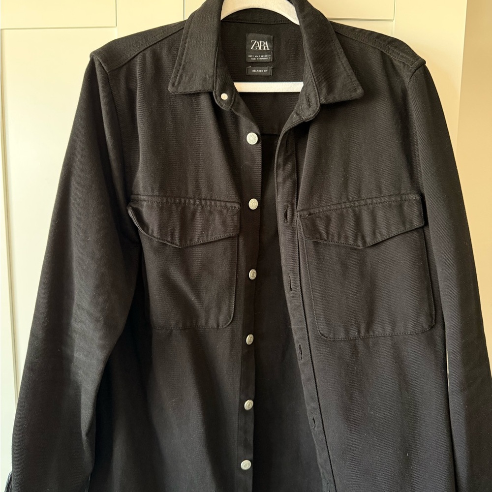 Zara Men's Classic Black Shirt Jacket